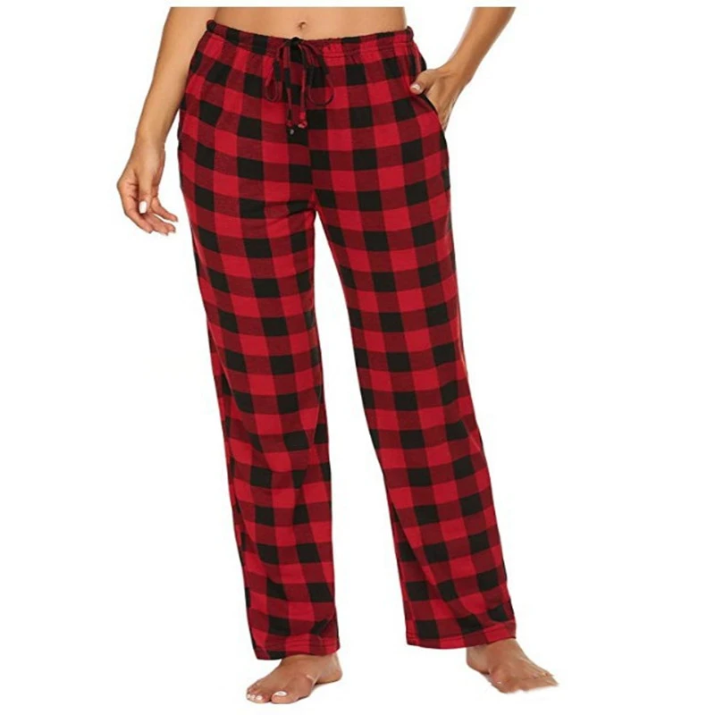 Women's Stretch Plaid Casual Pants With Pockets