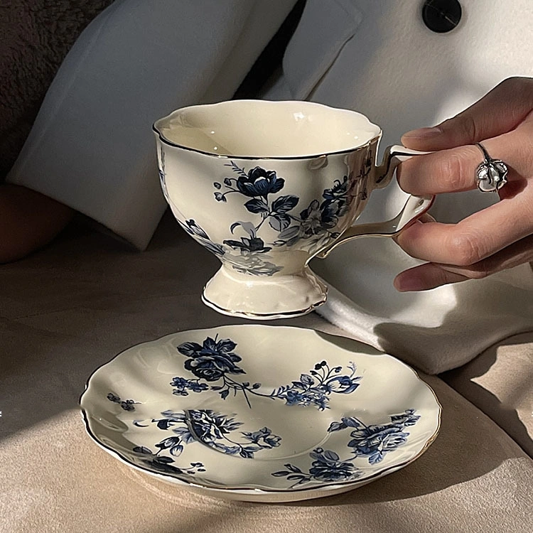 Vintage Blue And White Porcelain Ceramic Cup