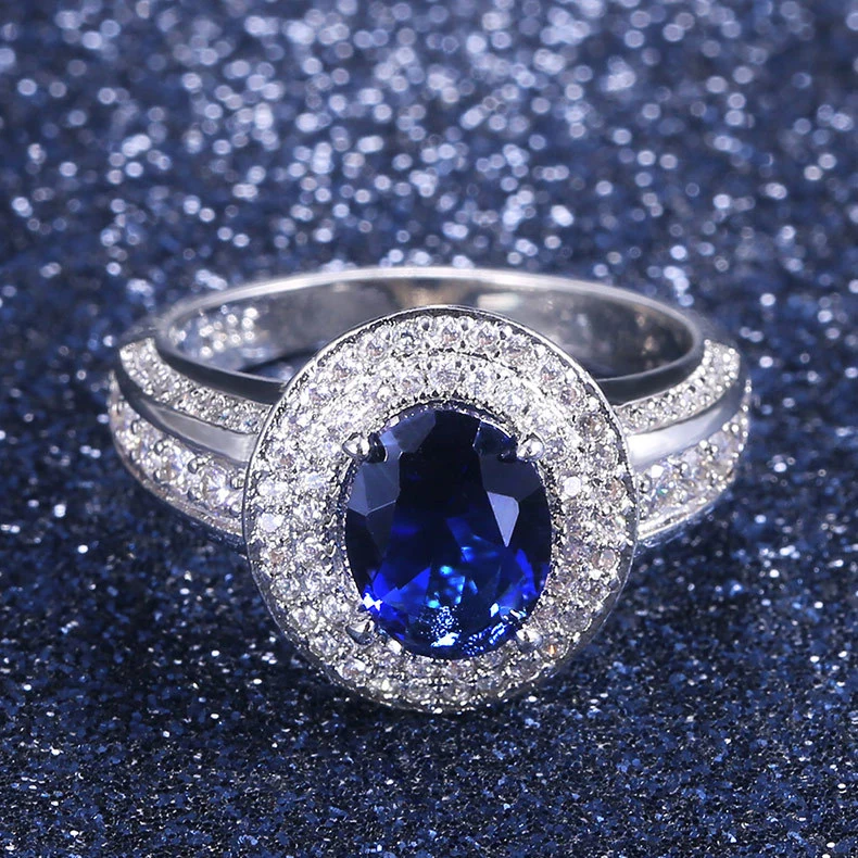 Classic Inlaid Four-claw Sapphire Goddess Ring