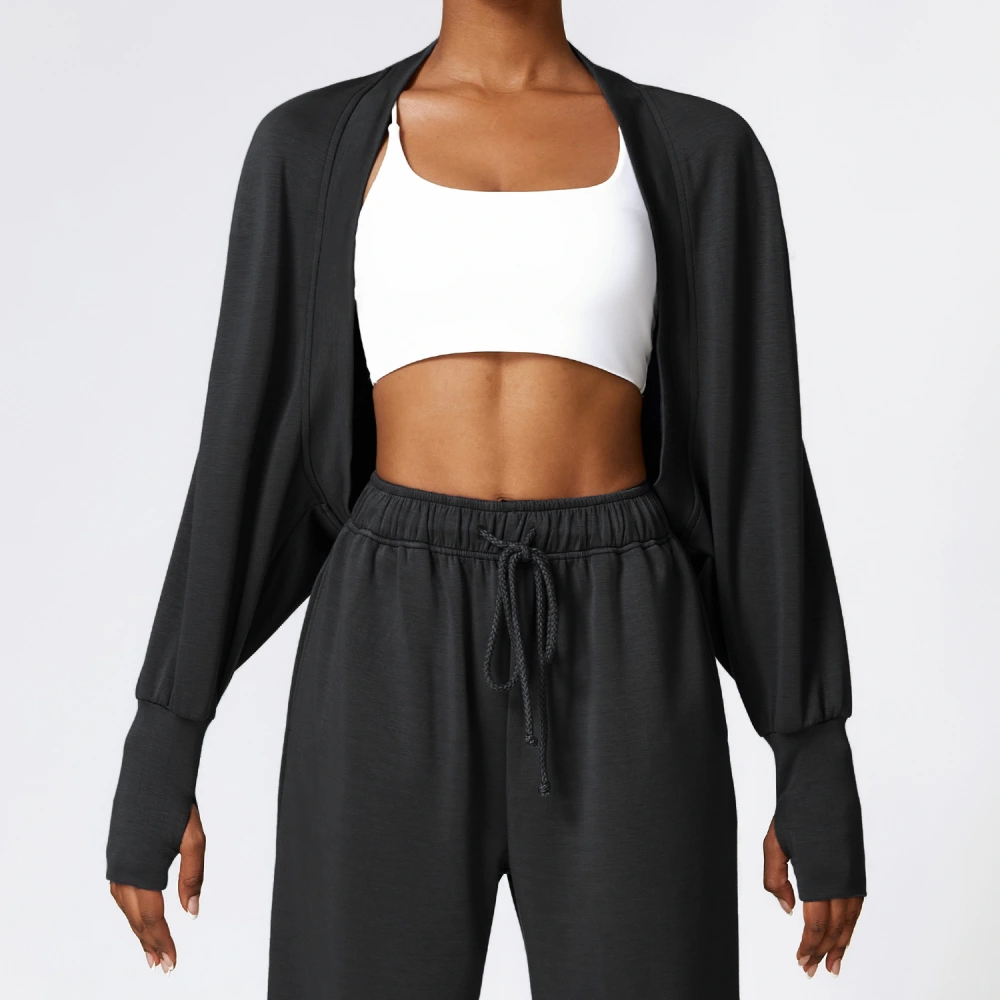 Knitted Cardigan Batwing Sleeve Sports Jacket