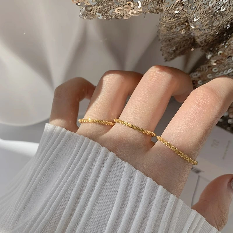 Female Simple Cold Style Sparkling Chain Ring