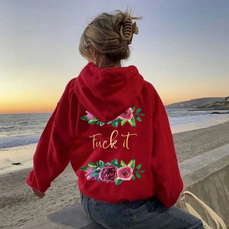 Women's Fleece Letter-printing Slogan Print Hoodie