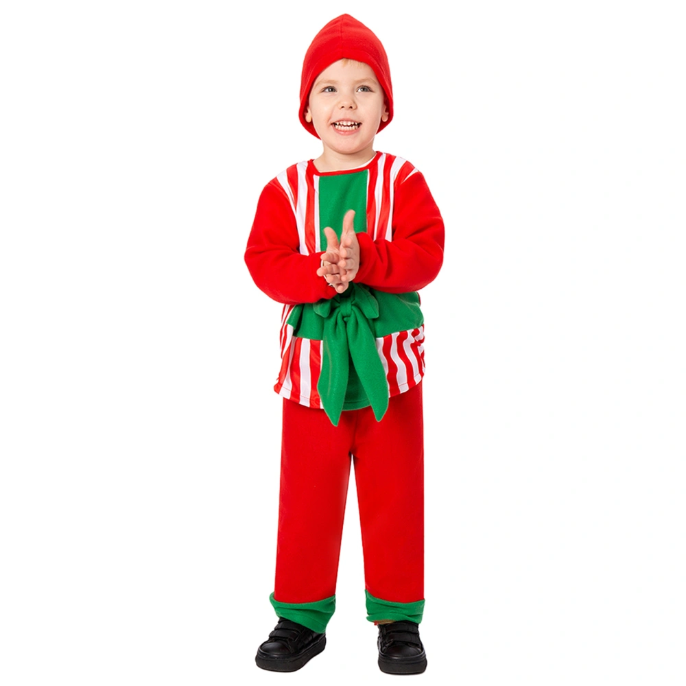 Kids Christmas Gift Box Costume Children Stripe Tops Hat Pants Suit