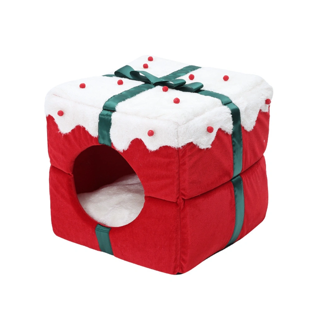 Christmas Cat House, Indoor Cat Bed Gift Box/Cactus/Alpaca Pet Cave