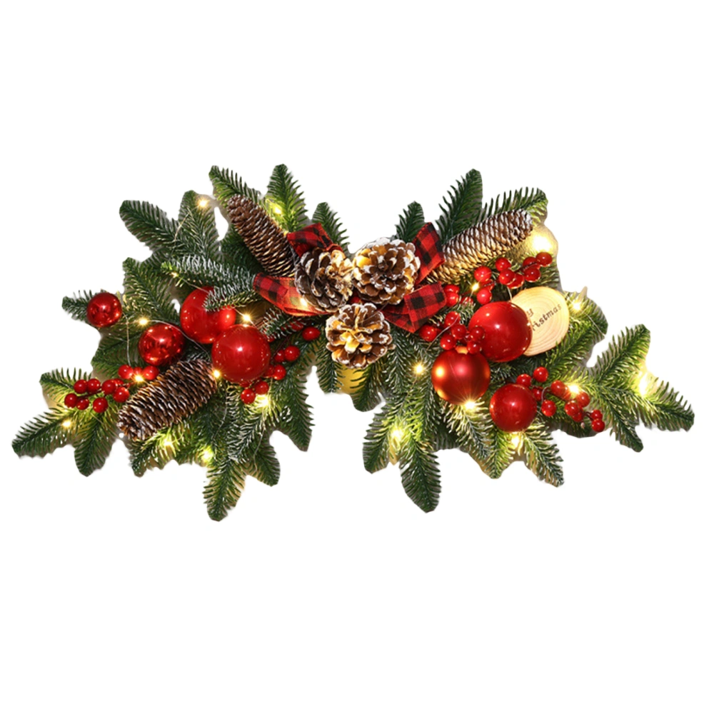 Christmas Wreath with Lights Hanging Artificial Pine Garland for Door