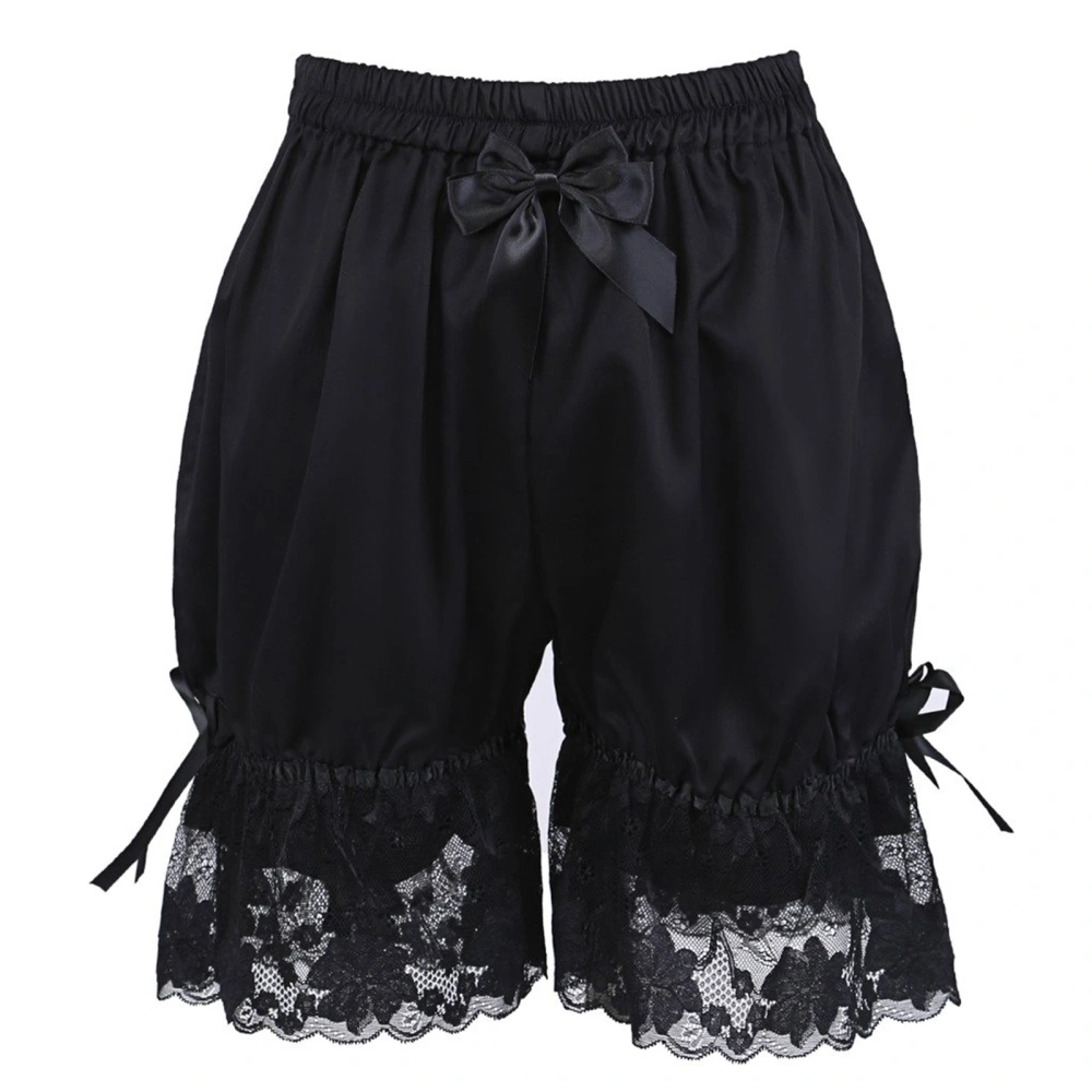 Women's Black Elastic Band Lace Floral Gothic Lolita Pumpkin Shorts