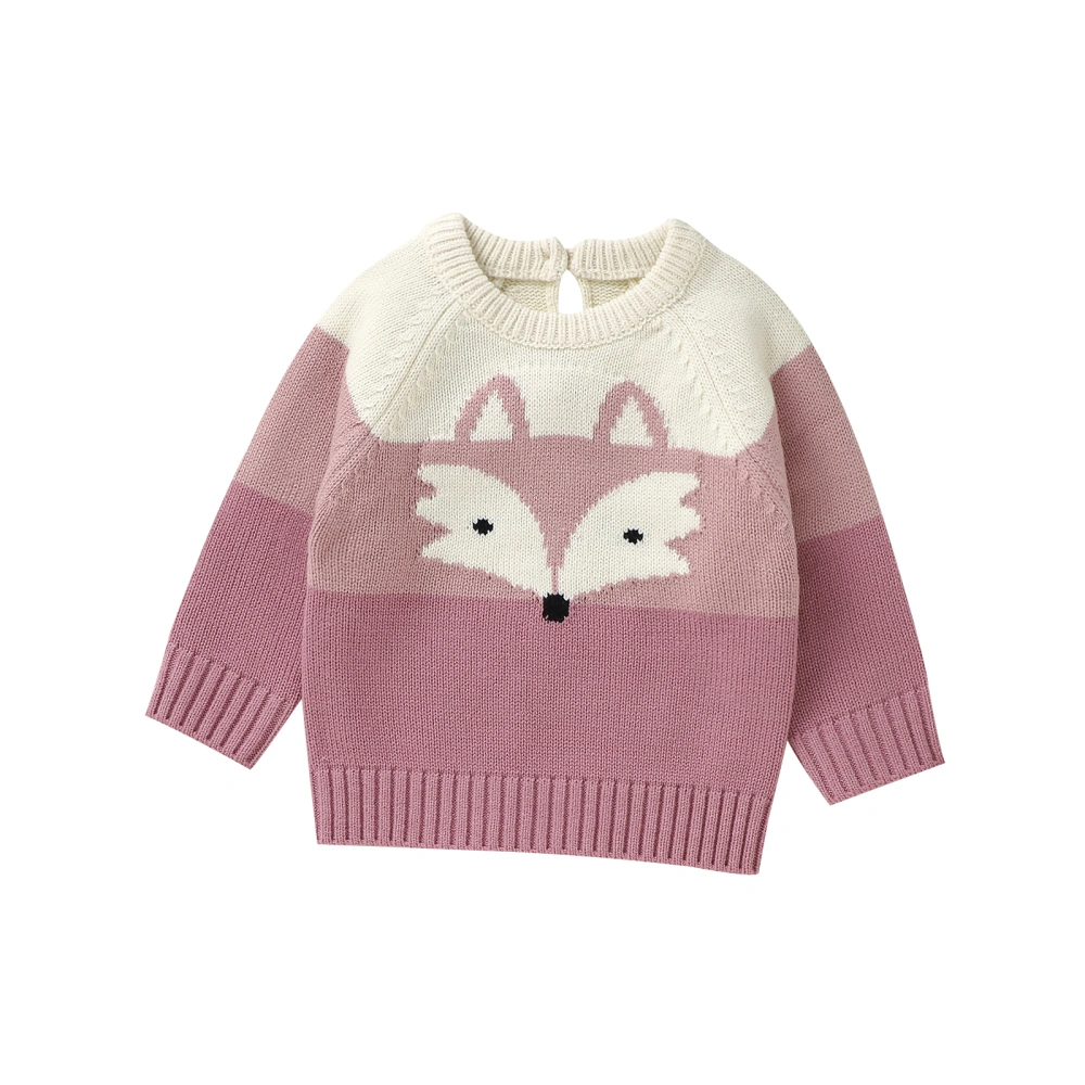 Baby Knit Sweaters Cute Long Sleeve Contrast Color Fox Print Tops