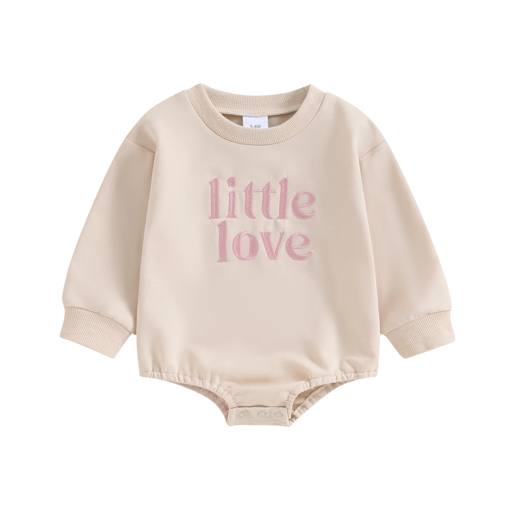 Baby Romper, Long Sleeve Crew Neck Embroidery Letters Fall Bodysuit