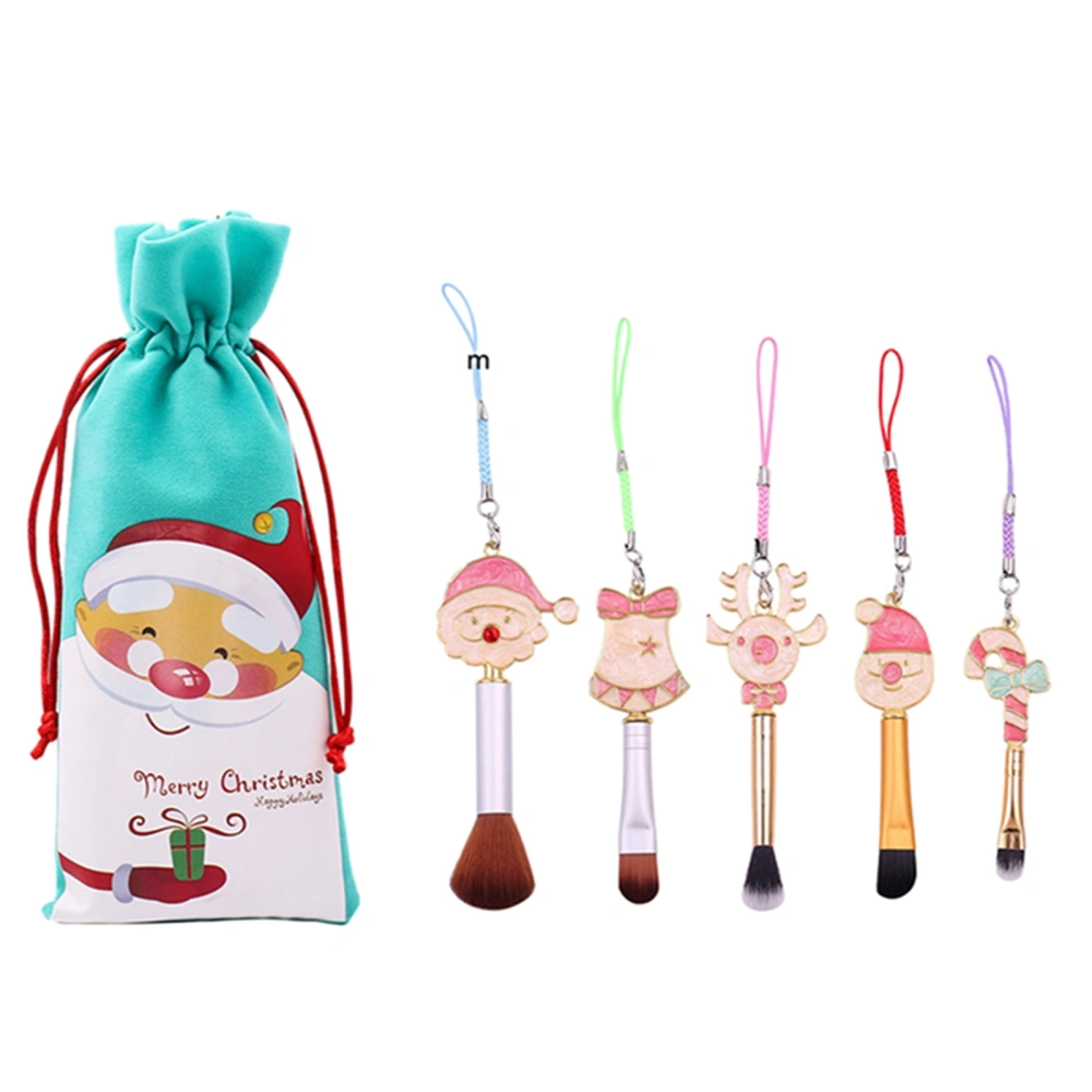 5Pcs Christmas Wand Makeup Brush Set Face Blending Blush with Bag