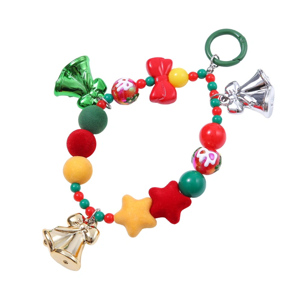 Christmas Hanging Ornament, Bow Beaded Chain Bell Phone Strap Charm