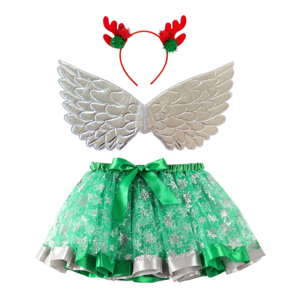 Girls Christmas Elk Costume, Tulle Skirt with Headband Wings