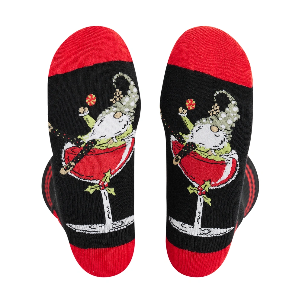 Gnome Wine Glass Crew Socks for Women and Men, Novelty Socks