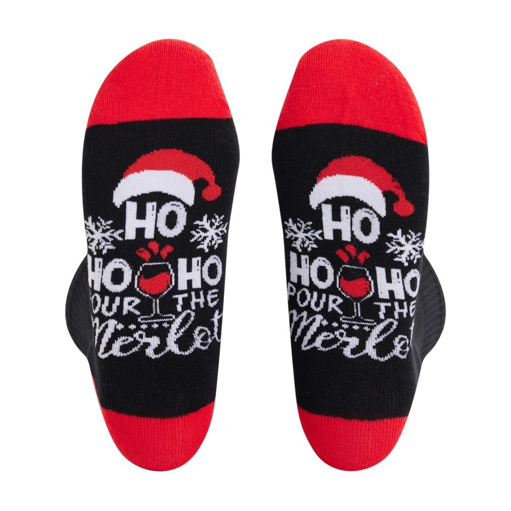 Women Men Christmas Letter Santa Hat Patterned Athletic Socks