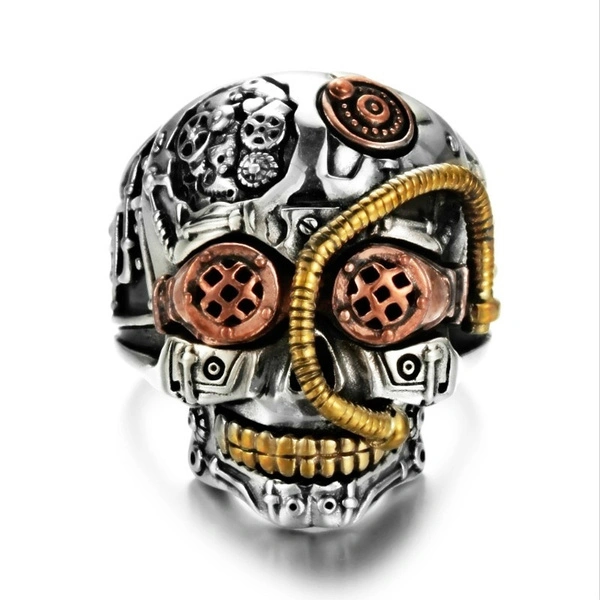 Steampunk Skull Rings for Men Women Biker Jewelry Cool Gothic Golden Sugar Skull Ring