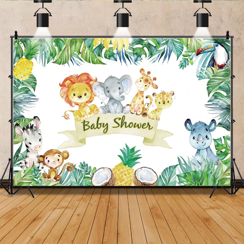 Cartoon Animal BABY Happy Birthday Party Background Cloth