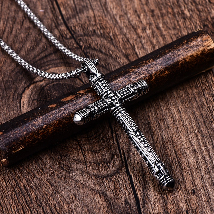 Titanium Steel Cross Men's Stainless Steel Vintage Pendant Necklace