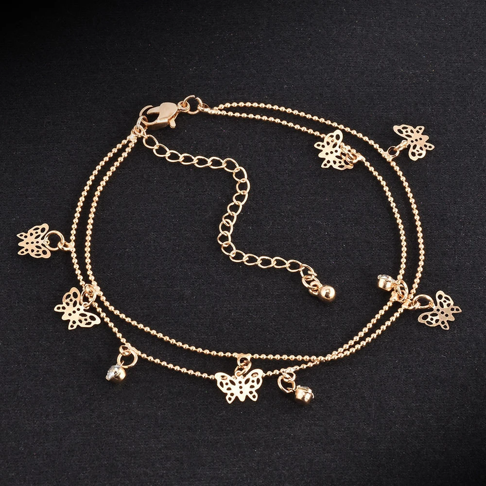 European And American Double Butterfly Fashion Alloy Women's Ankle Chain