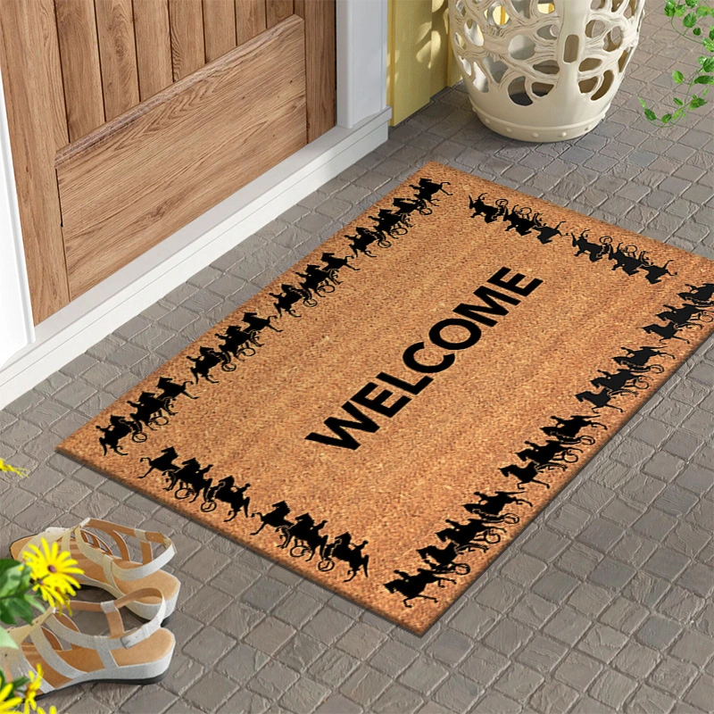 Welcome Home Floor Mat Printed Crystal Velvet Doorway Foot Mat