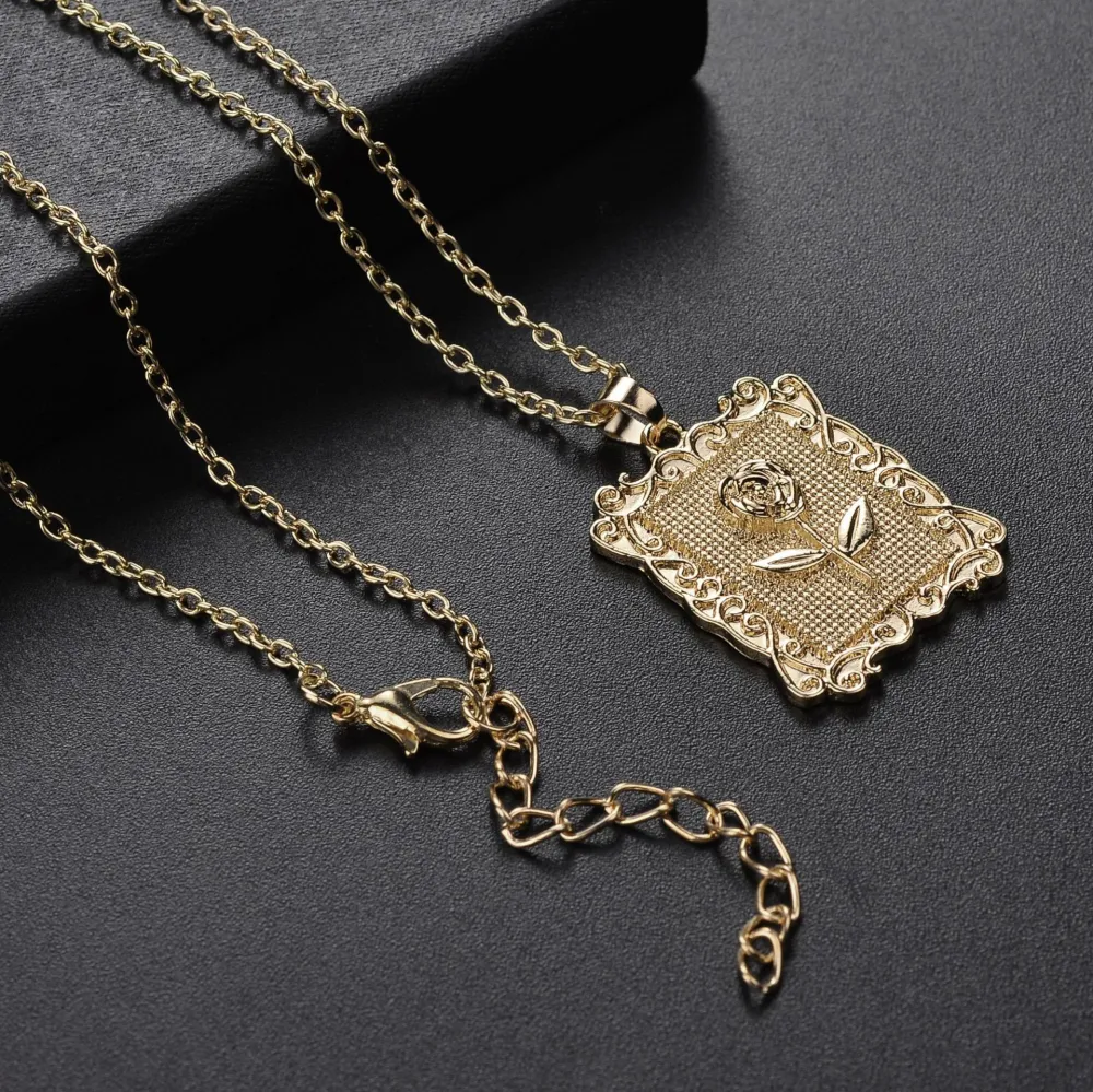 Square Rose Necklace Clavicle Chain