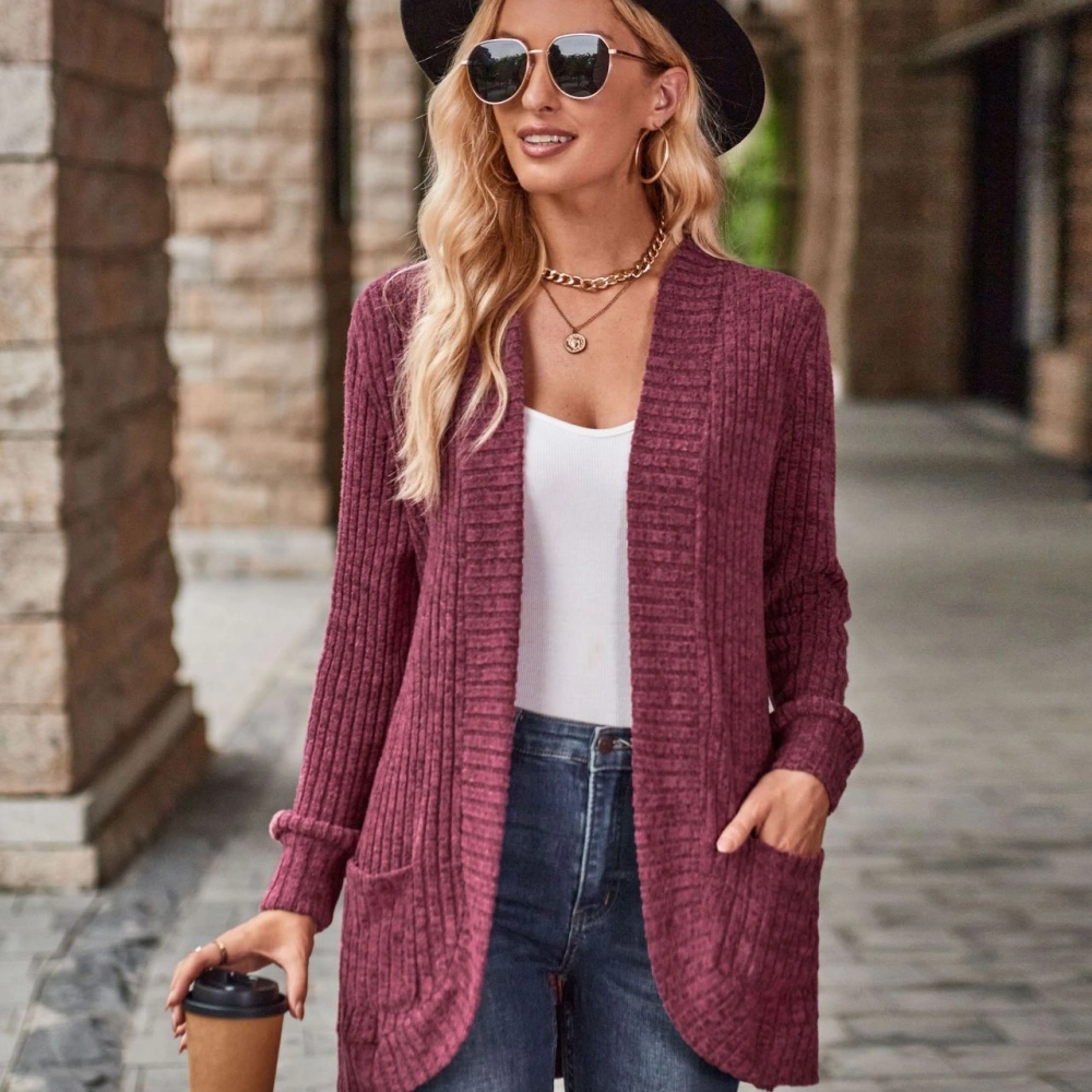 Women's Hollow Striped Brushed Cardigan Jacket