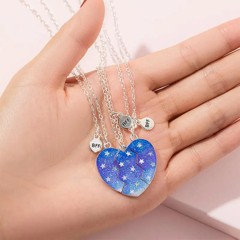 Starry Sky Love Children's Good Friend Necklace Cartoon Magnetic Alloy Drop Oil