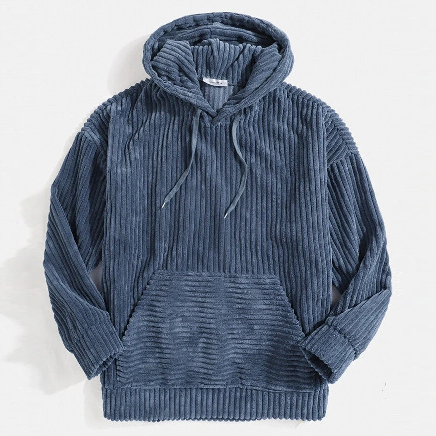 Men's Sweater Thick Corduroy Long Sleeve Solid Color