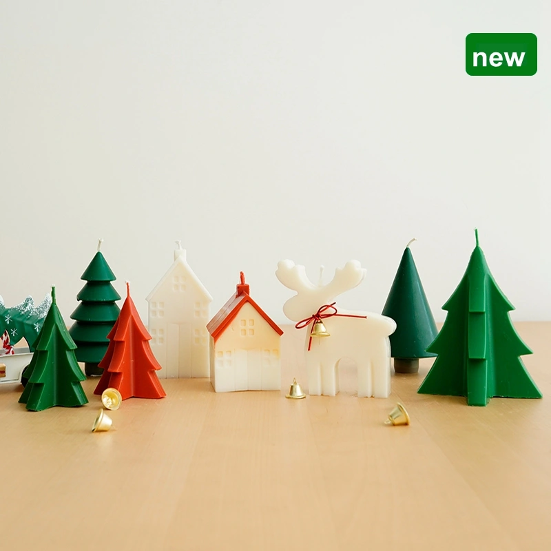 Christmas Tree Deer Small House Plastic Candle Mold With Screw Fixation