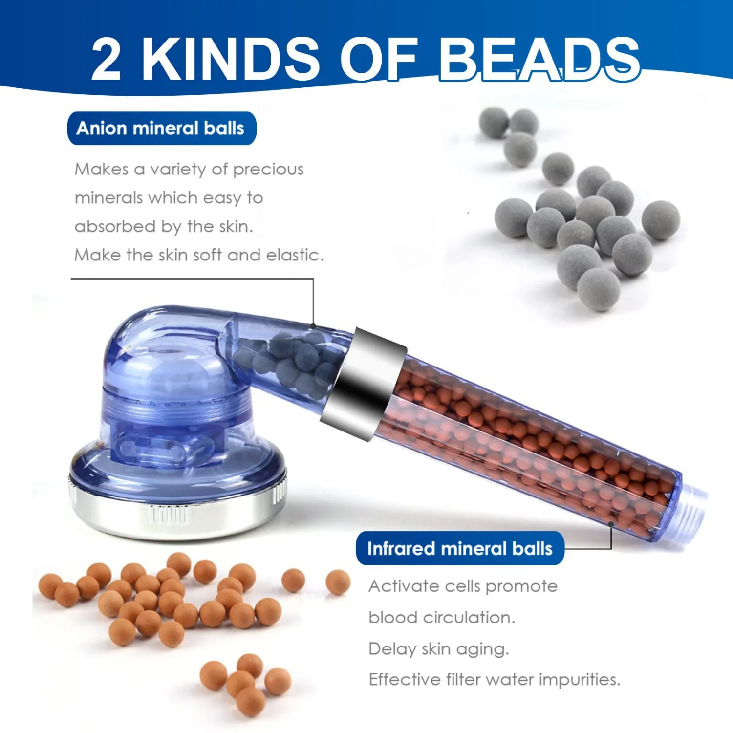 Removable And Washable Anion Three-gear Adjustable Handheld Shower Head