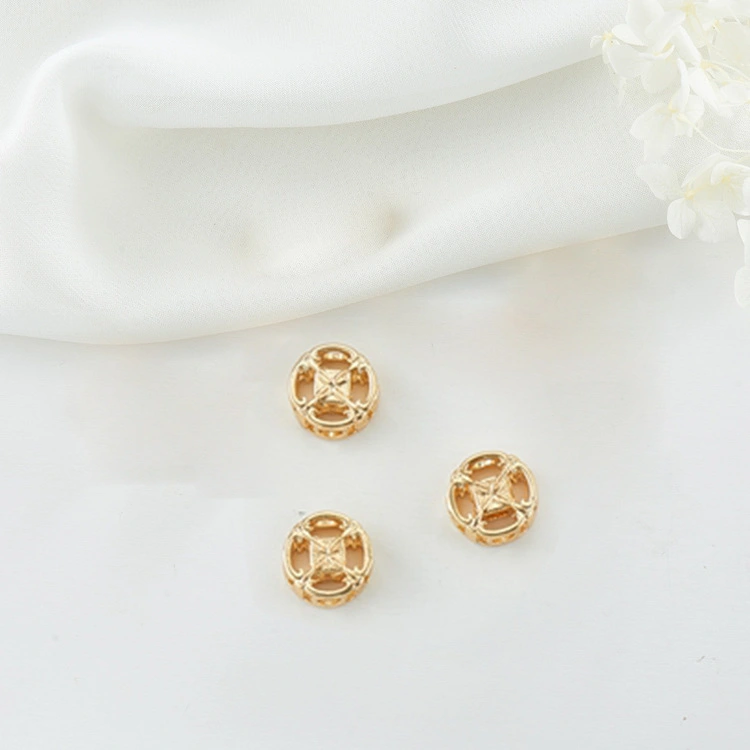 14K Handmade Beaded Accessories Three-Dimensional Hollow Square Round