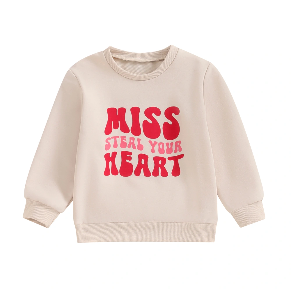 Girls Valentine’s Day Sweatshirts Long Sleeve Letter Pattern Tops