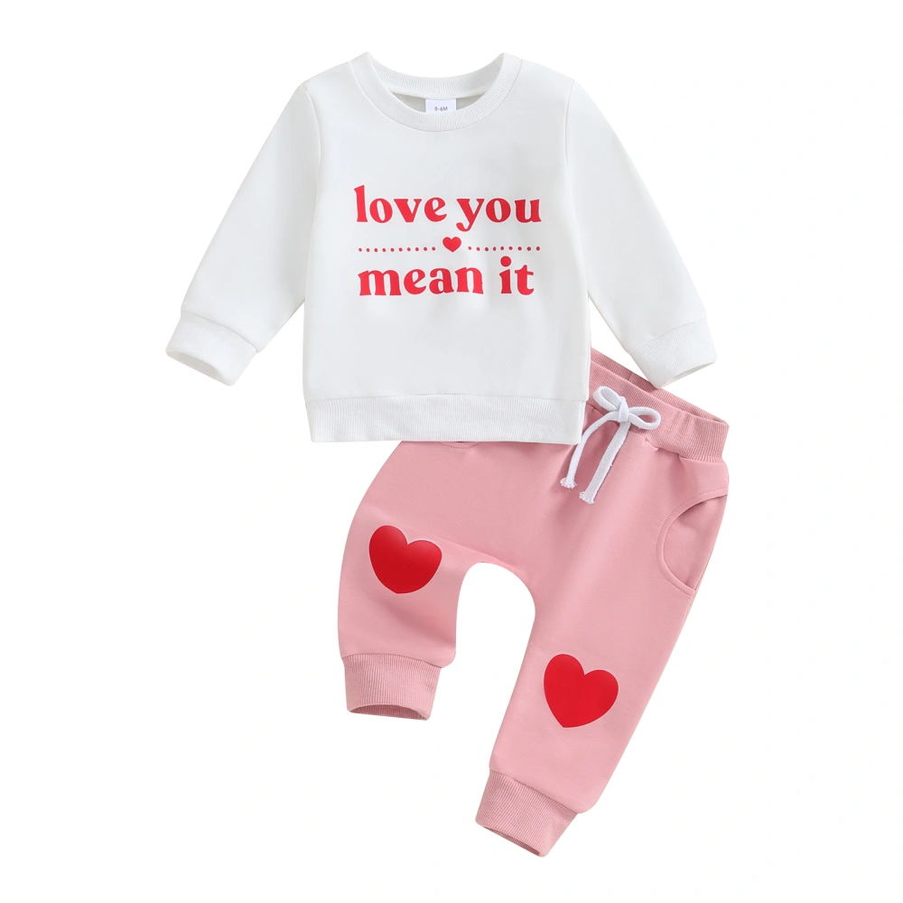 Baby Valentine's Day Clothes Letter Long Sleeve Sweatshirt Heart Pants