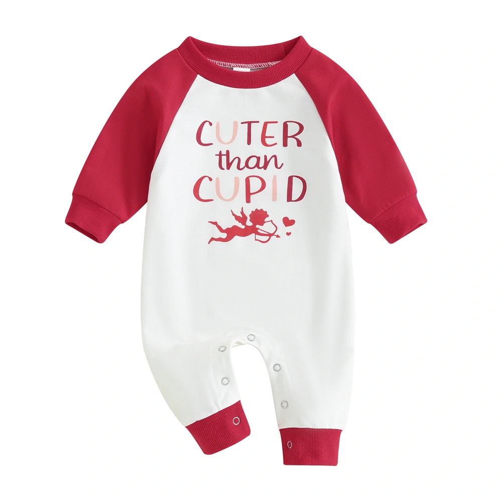 Toddler Sweatshirt Romper Valentine's Day Letter Print Jumpsuit 