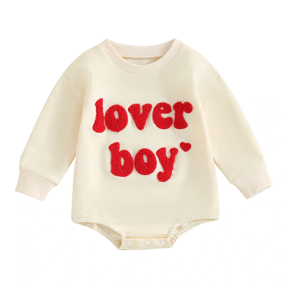 Infant Baby Jumpsuit Fuzzy Letter Embroidery Long Sleeve Romper 