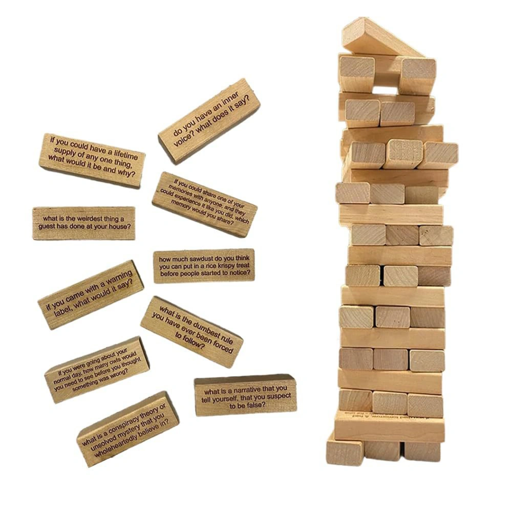 Tower Game 54Pcs Wooden Blocks Conversation Starter Ice Breaking Game