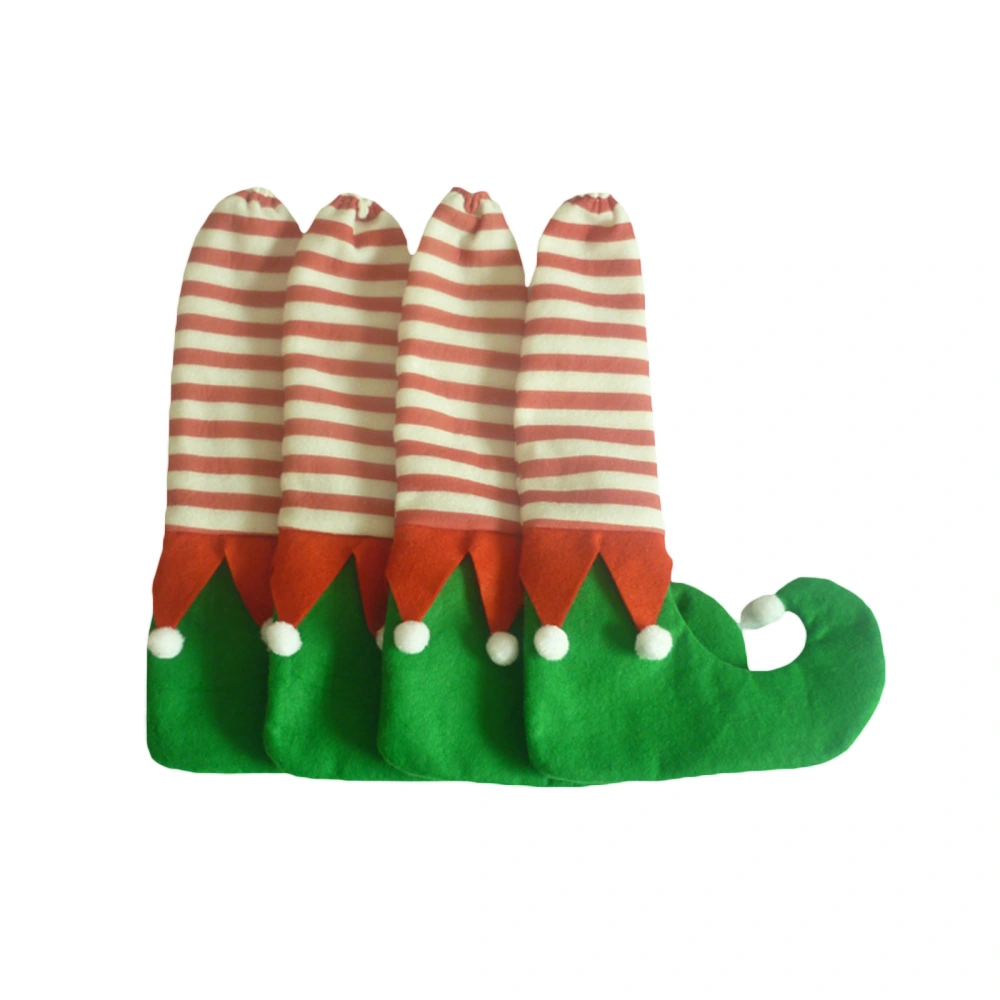 Christmas Chair Leg Cover, Cute Stripe Elf Shoes Furniture Socks