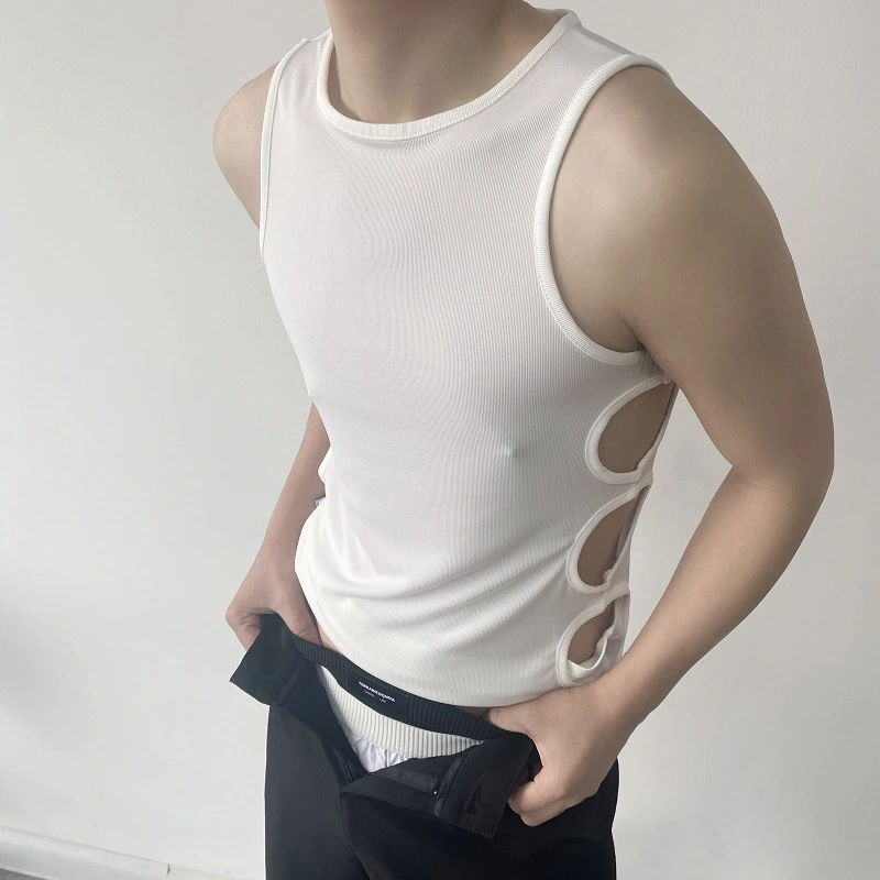 New Side Waist Vulnerability Design Round Neck Men's Vest