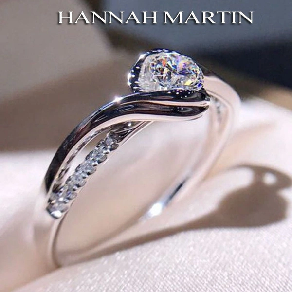 Hannah Martin Luxury Women's Fashion Jewelry Accessories Womens Ring White Gold 925 Sterling Silver Rings for Women Natural Gemstone Rings Princess Ring Romantic Wedding Band Bride Engagement Diamond Ring Jewelry