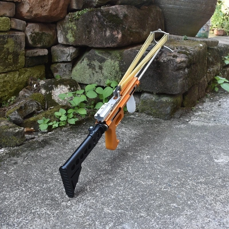 Folding Slingshot Rifle Mechanical Slingshot Outdoor Shooting Toy