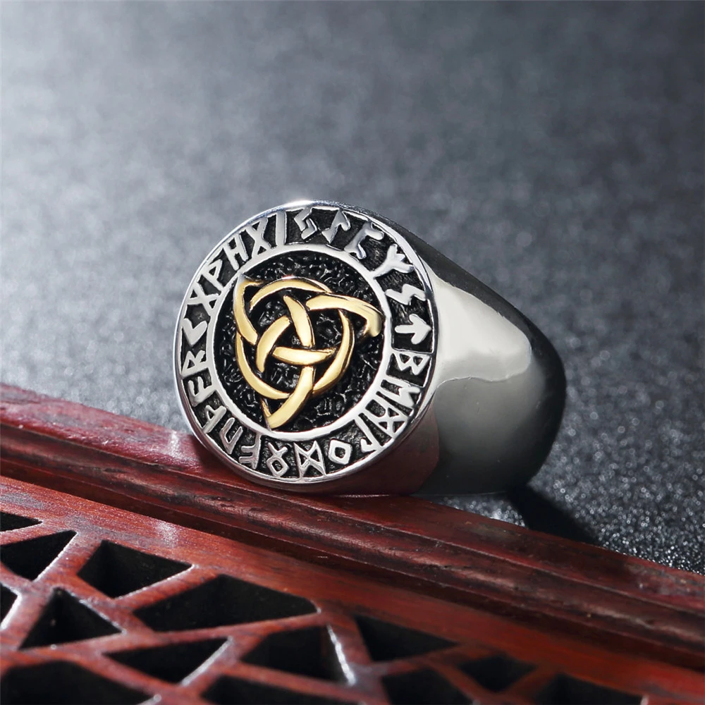 Ornament Retro Vikings Men's Titanium Steel Ring