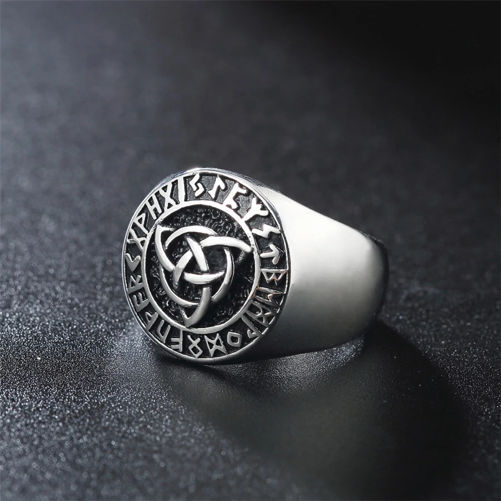 Ornament Retro Vikings Men's Titanium Steel Ring