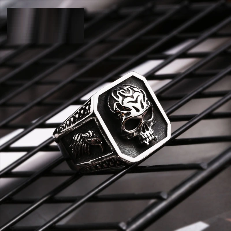 European And American Titanium Steel Skull Ring