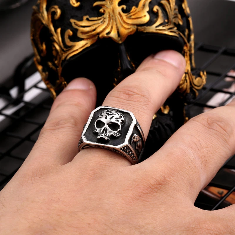 European And American Titanium Steel Skull Ring