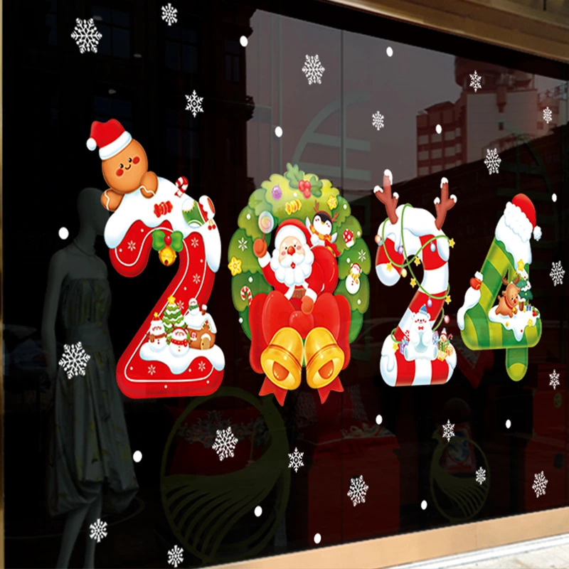 Christmas Wall Stickers Glass Door Sticker Decoration