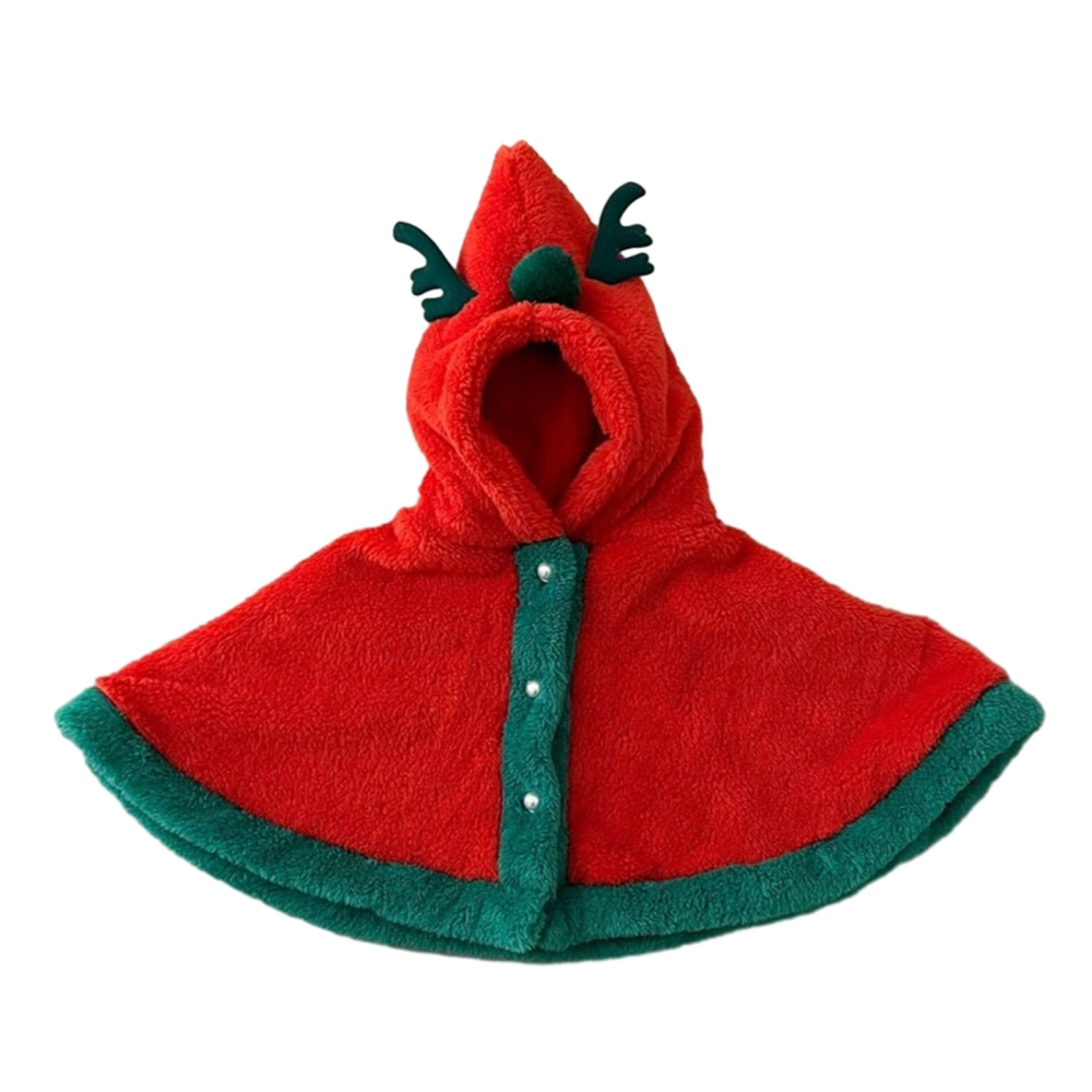 Kids Baby Christmas Costume Cute Buttons Hooded Cape Antlers Shawl 