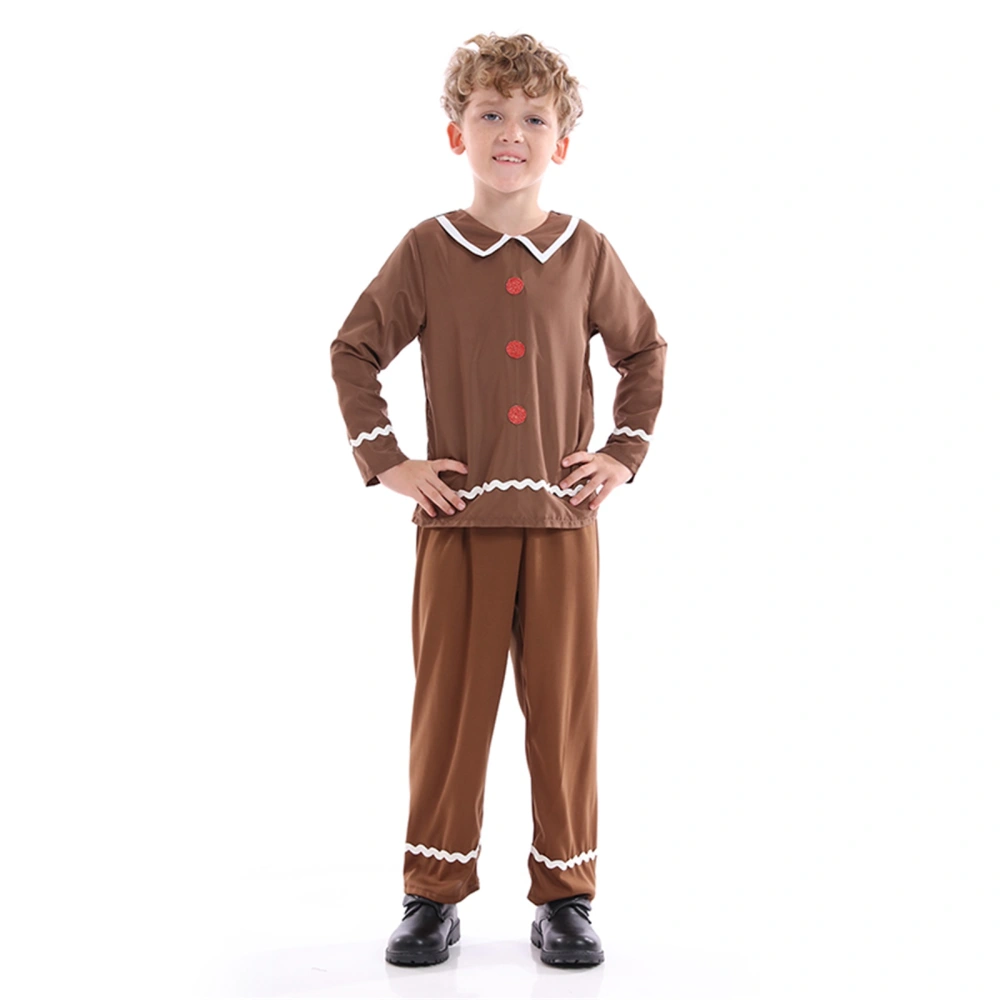 Kids Christmas Gingerbread Man Costume Children Tops and Pants Suit