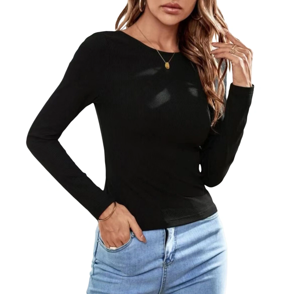 Women T-shirt Long Sleeve Backless Lace Patchwork Tops Streetwear