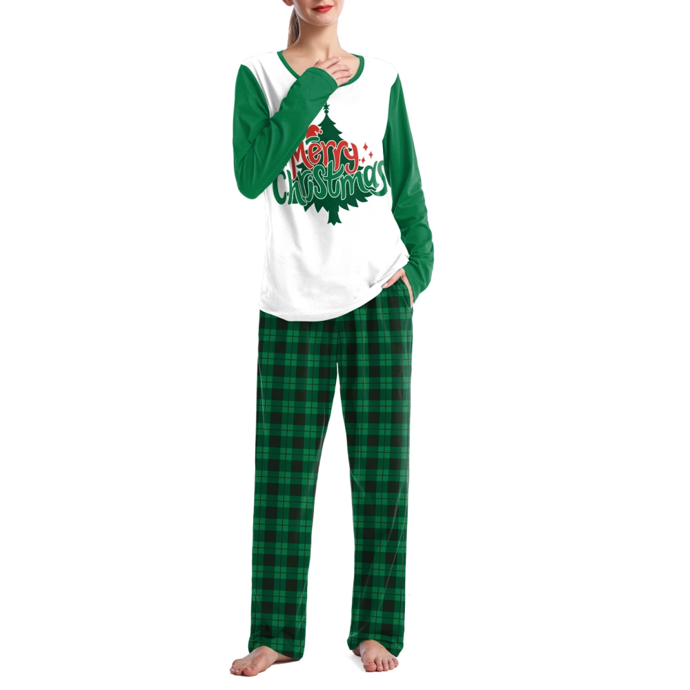 Adult 2 Piece Pajama Set Christmas Print Long Sleeves Shirt and Pants