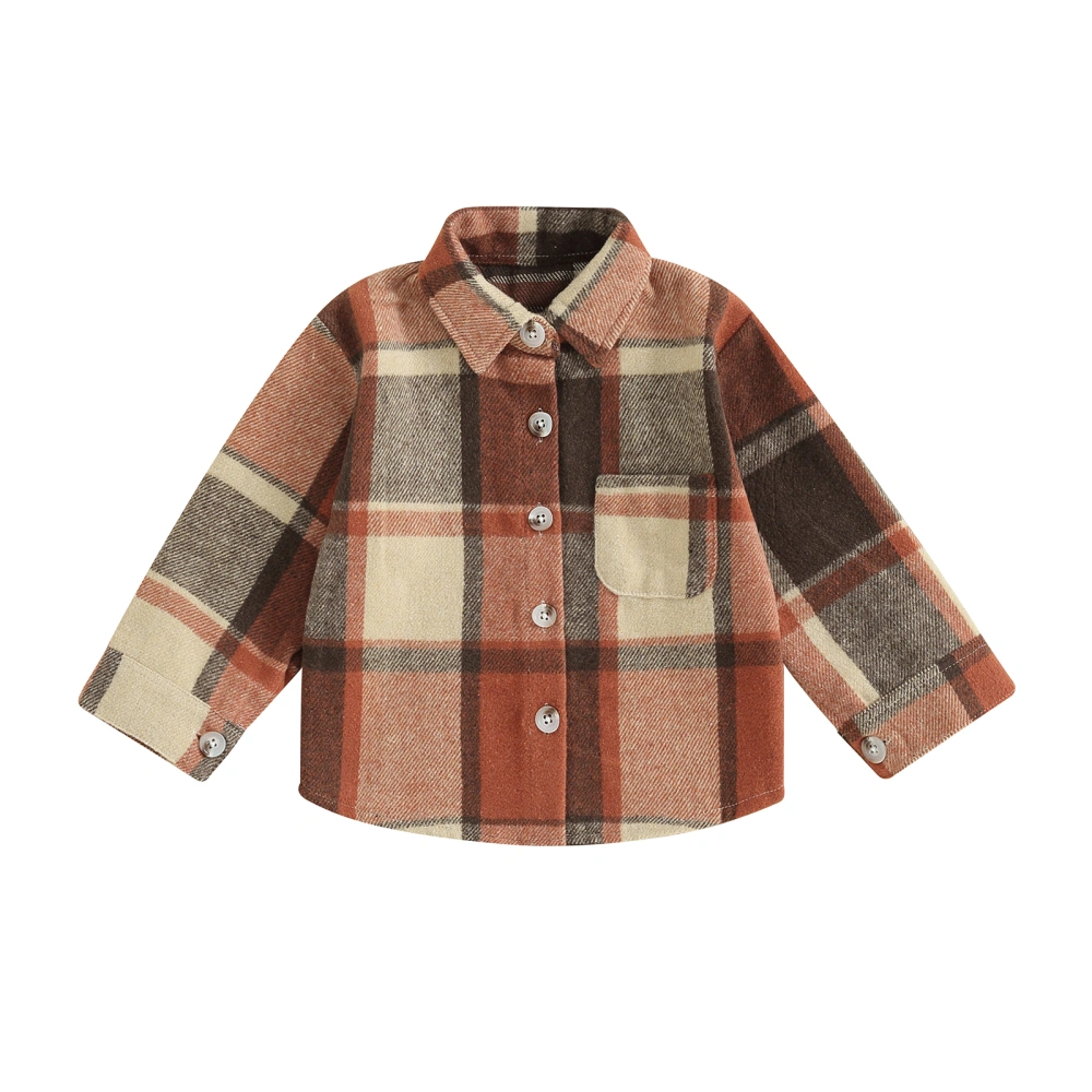 Kids Girl Flannel Shirt Jacket Plaid Print Long Sleeve Button Cardigan