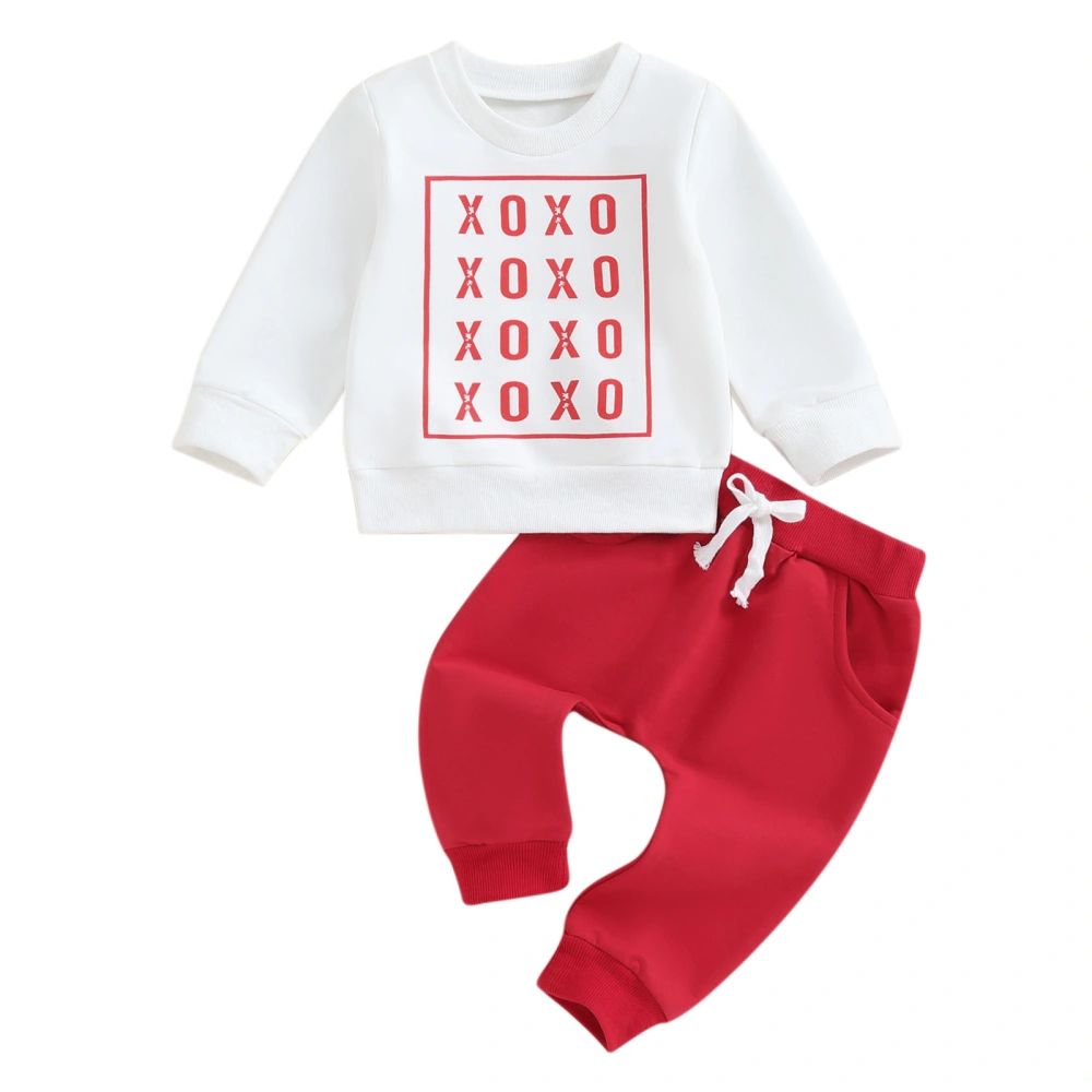 Baby Boy Valentine's Day Outfits Letter Print Sweatshirt and Pants