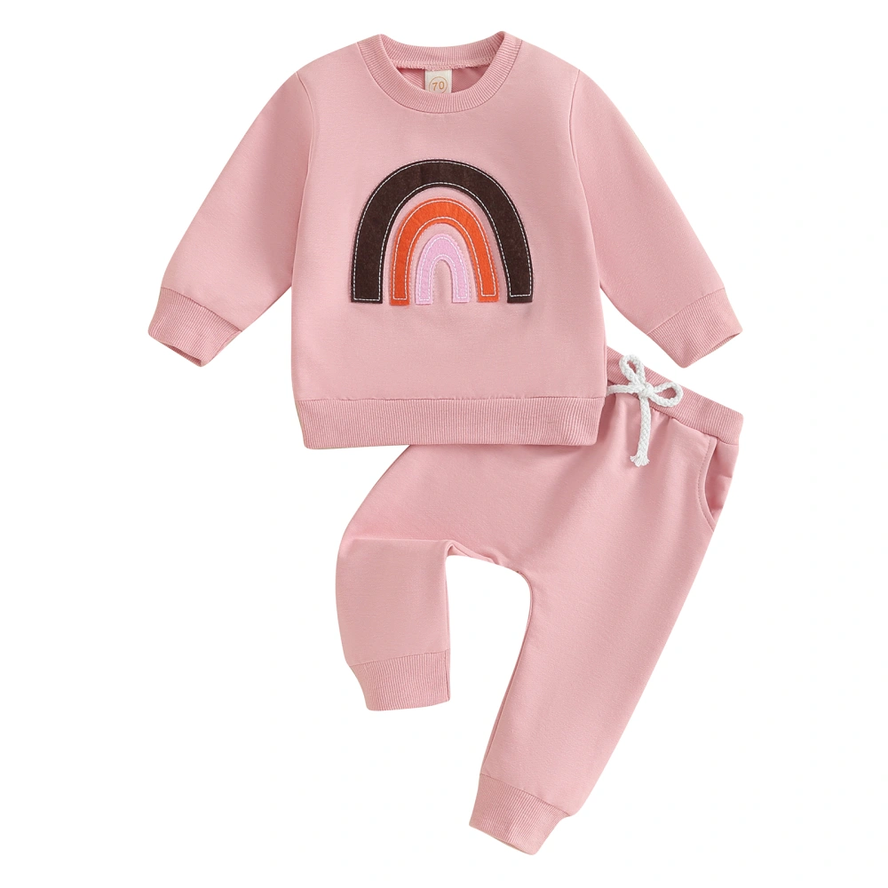 Baby Girls 2-piece Outfit, Long Sleeve Rainbow Sweatshirt Sweatpants